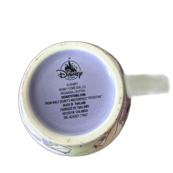 Disney Tinker Bell Ceramic Mug Peter Pan Purple Floral Coffee Cup - Picture 4 of 7